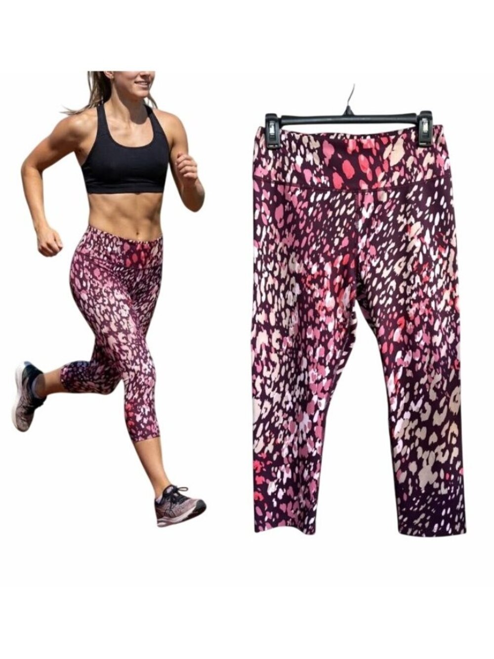 FILA SPORT Women's Animal Print Multicolor High Rise Fashion Capri Leggings Sz M